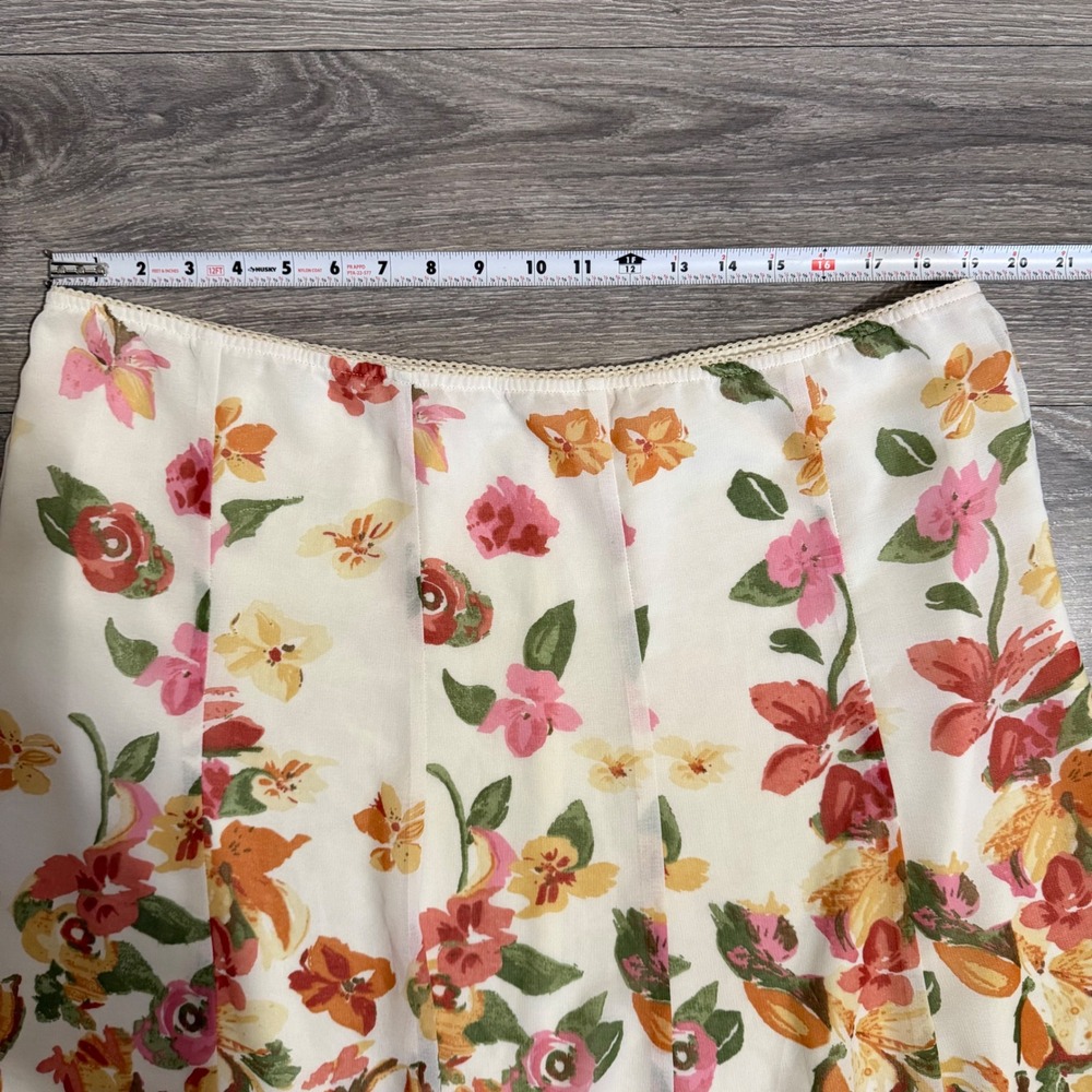 Cottagecore Floral Maxi Skirt Size 18 38W White Orange High Waist Lined A-Line - Picture 5 of 12